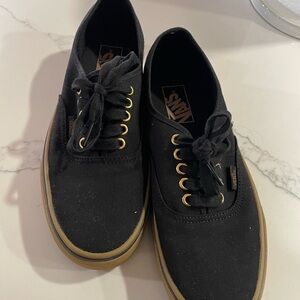 Vans Men's Black and Tan Canvas Sneakers